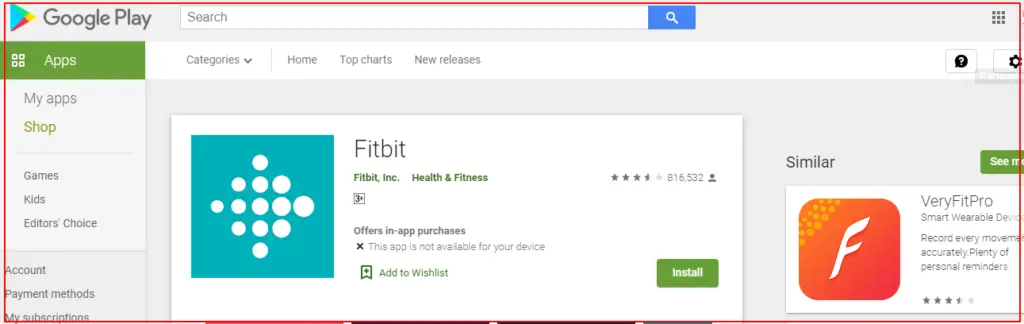 Fitbit on Google store