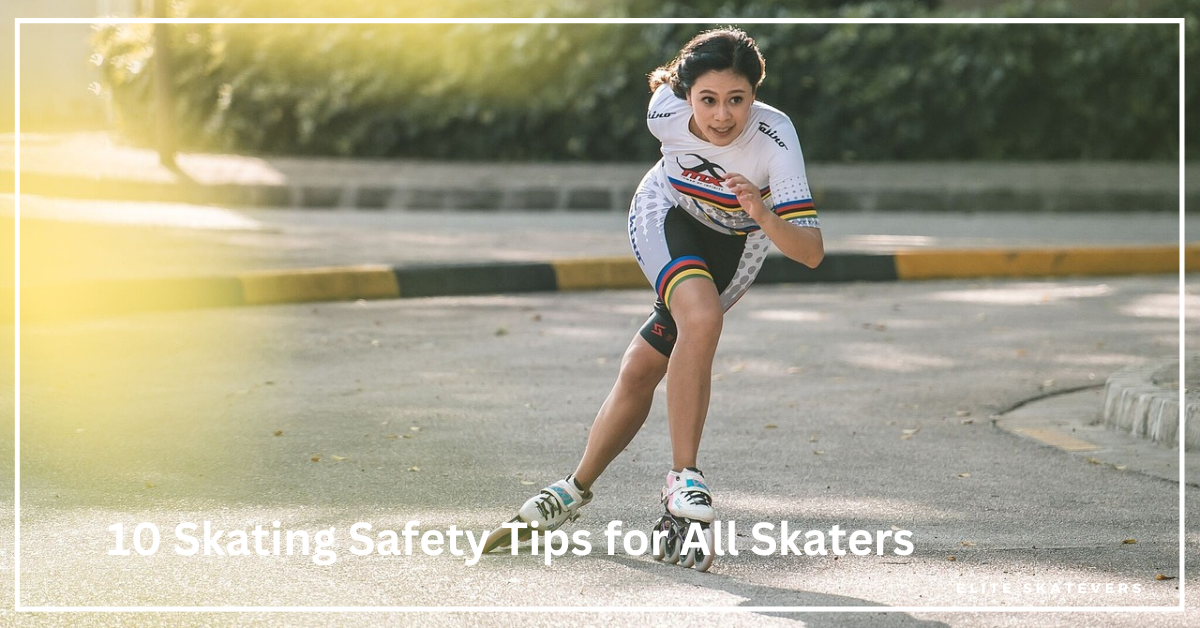 Skater wearing protective gear, emphasizing safety tips for skateboarding.